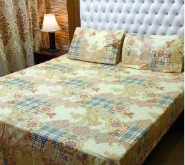 Shahzad Apparel 3Pcs Cotton Satin Bedsheet Set King Size  - (SA_003)