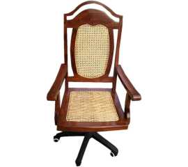 Executive Revolving Cane Kintted Wooden Chair
