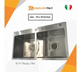 Maxilon Italy 82X45 Kitchen Handmade Sink Double Bowl