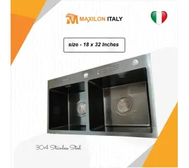 Maxilon Italy 82X45 Kitchen Handmade Sink Double Bowl