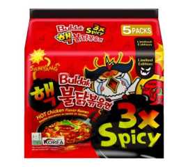 Samyang 3x Hot Spicy Chicken Stir-Fry Ramen Noodles 140g - 5-Piece