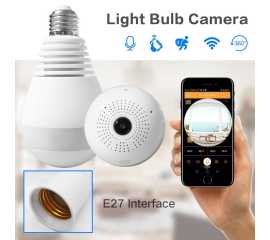 IP Wireless Panoramic WIFI Bulb Camera 1080p Hd 2mp With V380 Pro App