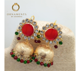 Turkish Classic Antique Women's Geometric Alloy Long Chain Tassel Jhumka Earrings