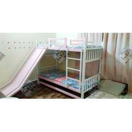 Iron Bunk Bed with Slide and sliding Trundle For Kids