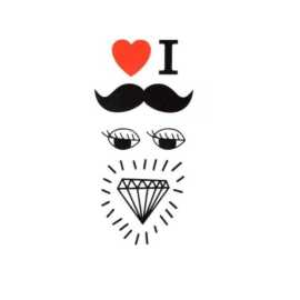 I Love Mustache Temp Body Temporary Tattoo