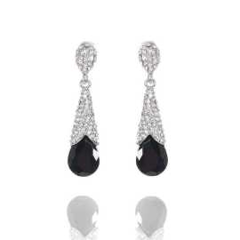 Black Drop Jewel Earrings