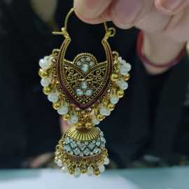 Indian Gold  Jhumka Earrings For Girls And Women Pearl  Jhumki - 1 Pair