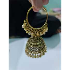 Indian Gold Bali Pearl Jhumka Earrings For Girls And Women Pearl Bali Jhumki - 1 Pair