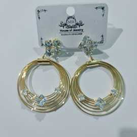 New Fashion Gold Plated Twisted Double Earrings For Girls  1 Pair