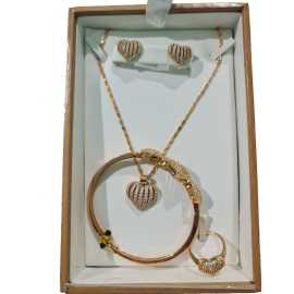 1 Carat Bridal Necklace Full Set Gold Plated Complete Set Brida 1 Set