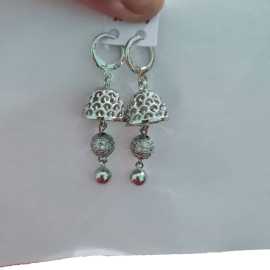 Silver Plated Jhumki Indian Earrings For Women Jhumke For Girls 1 Pair