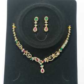 Indian Design Jewelry Necklace And Earrings With Complete - 1 Set