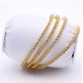 Pack of 4 - Golden Metal Bangles Set For Women - Size 2Pack of 4 - Golden Metal Bangles Set For Women - Size 2