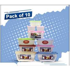 Pack of 10 Transparent Food Storage Boxes