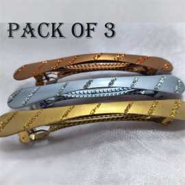 Pack of 3 HYFEEL Skinny Hair Barrettes for Women Long Simple Acrylic French Hair Clips Elegant Classic Steel Clip Clamp Girls Hair Accessories