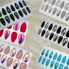 24 Piece - Artificial Matte And Mirror Nails Set - Almond Shape False _fake Nails - Nail Art For Girls Ladies And Women