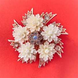 Fashion Revolving Flower Rhinestone Brooch Pin Colorful Crystal Lapel Pin Corsages Scarf Clips Brooches for Women Girls