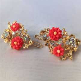 Elegant Hair Clamps Rhinestone Metallic Hollow Flower Hair Pins For Girls Women