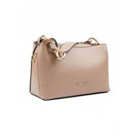 Pink Round Chain Shoulder Leather Bag