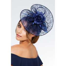 Navy Lace Twist Flower Fascinator