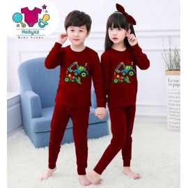 Appealing Summer Collection Kids Nigh suits Pack of 2 - Maroon Color T Shirt And Trouser