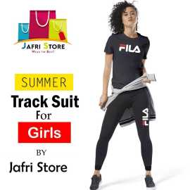 Comfortable Summer Collection Tracksuit For Girls - Black Shirt And Black Trouser