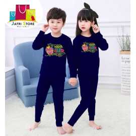 Easy To Wear Summer Collection Kids Nigh suits Pack of 2 - Navy Blue T Shirt And Trouser