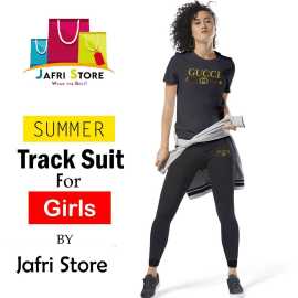 Attractive Summer Collection Tracksuit For Girls - Black Shirt And Black Trouser