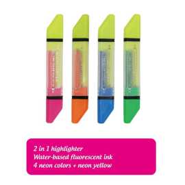 Double Sided 2 in 1 Highlighter Neon Liner For Office School - 1 Piece