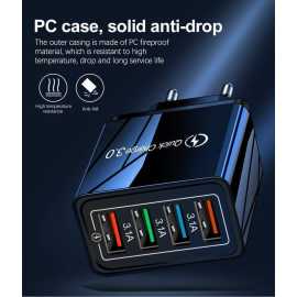QC 3.0 Fast Charger With 4 USB Port 3A 30W Quick Charge