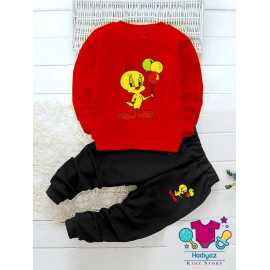 Tweety Summer Collection Kids Suits - Red Shirt Black Trouser
