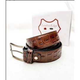 Article: 212101- Single Sided Genuine Leather Belt Dark Brown (Crocodile Print)