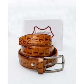 Article: 216101 -  Genuine Leather crocodile print Mustard Belt