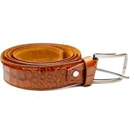 Article 21391 -  Genuine Leather crocodile print Mustard Belt