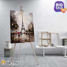 Eiffel Tower Canvas Painting with Frame Wall Art Colorful 18x24 inch