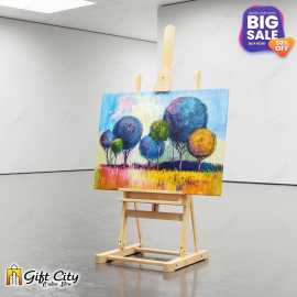 Abstract Rainbow Trees Painting Canvas with Frame Wall  8x12 inch