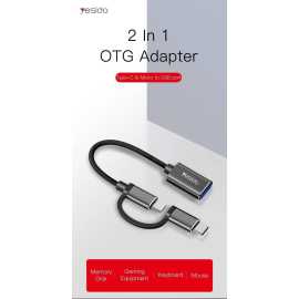 Yesido 2 In 1 OTG Adapter Type-C & Micro to USB Port