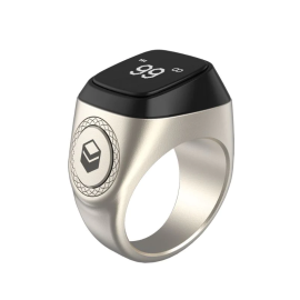 2022 iQibla Zikr 1 Tasbih Smart Ring for Muslims - Silver