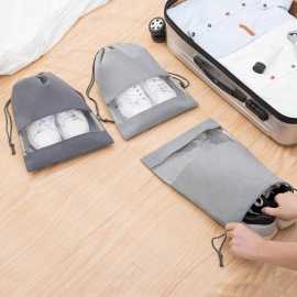Pack of 12 - Travel Shoes Storage bag with clear window non-woven with PVC Bag