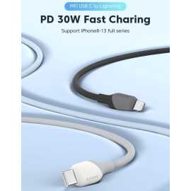 KUULAA 30W MFI Certified PD USB-C to Lightning Charging Cable Black