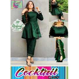 Independent Day Touching Stylish Cutwork Sleeves 2 PCS Dress