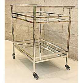 Stainless Steel Rectangle Serving Trolley Large