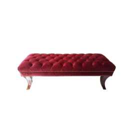 Cobrahead Legs Rosewood Settee - Royal Maroon