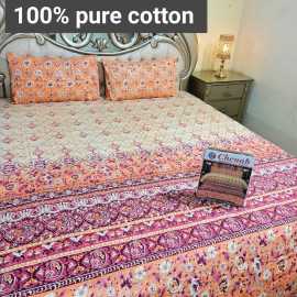 Chenab Printed Branded King Size Cotton Bed Sheet - 1 Set