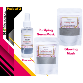 SoNatural - Pack Of 3 - Purifying Neem Mask, Glowing Mask & Rosewater (Total Weight  240G)