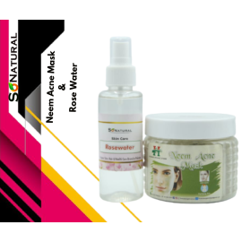 SoNatural Neem Acne Mask 200G & Rosewater 120Ml-Remove Acne -Pimple Rescue