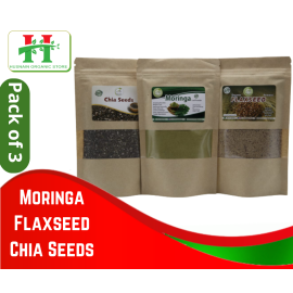 Chia Seeds, Moringa & Flex Seeds Powder By Husnain Organic Store - Pack Of 3 (200gm)