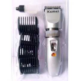Kemei - Professional Hair Clipper  With Adjustable Gear And 4 Clips- Silver