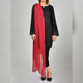 Mehroon Crinkle Chiffon Dupatta - B10
