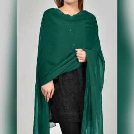 Green Crinkle Chiffon Dupatta - B11